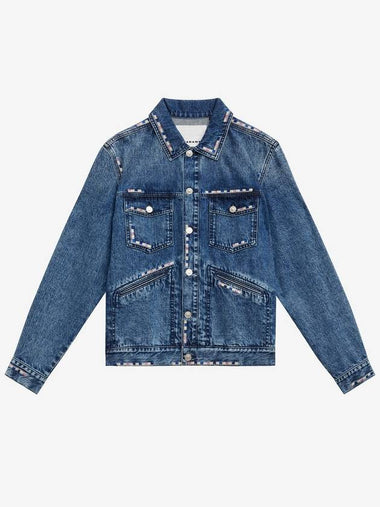 Jango Embroidered Denim Jacket Blue - ISABEL MARANT - BALAAN 1