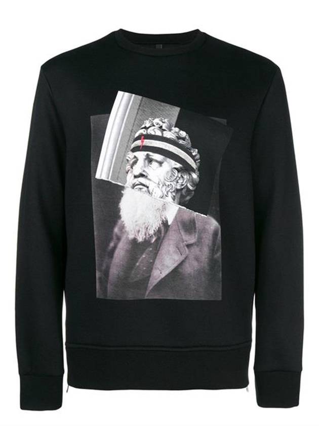 Men's Poseidon Print Sweatshirt Black - NEIL BARRETT - BALAAN 6