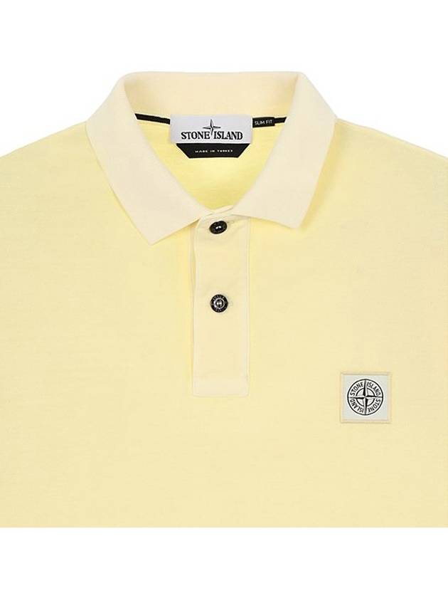 Men's Logo Patch Short Sleeve PK Shirt Yellow - STONE ISLAND - BALAAN.