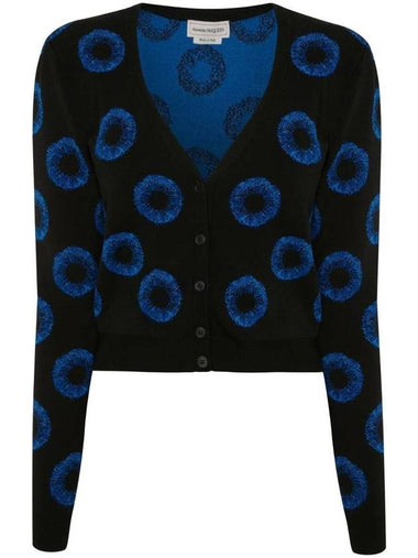 Jacquard V-Neck Cardigan Black - ALEXANDER MCQUEEN - BALAAN 1