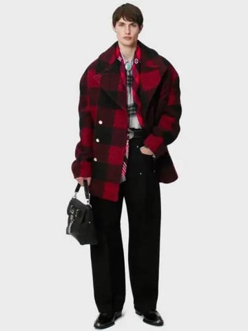 Tartan silk cashmere and wool blend peacoat 1AFWXW - LOUIS VUITTON - BALAAN 1