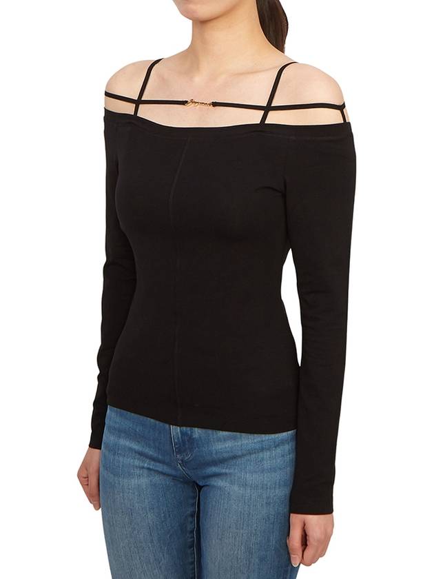 Women's Sierra Signature Long Sleeve T-Shirt Black - JACQUEMUS - BALAAN 5