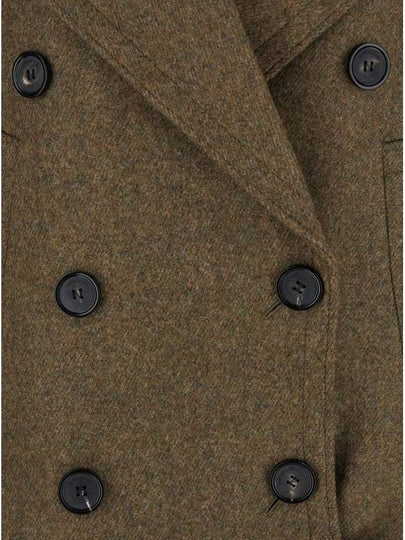 Green Double-Breasted Coat With Wide Notched Revers In Wool Woman - SALVATORE FERRAGAMO - BALAAN 2