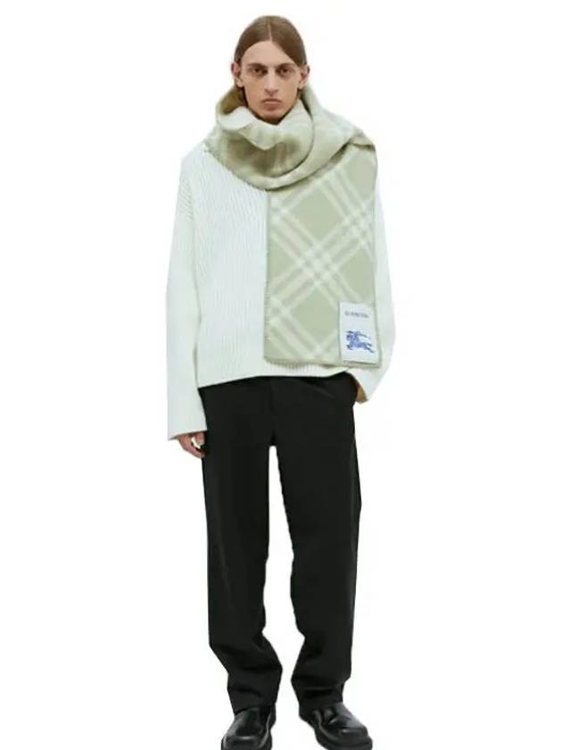 Check Motif Wool Scarf Green - BURBERRY - BALAAN 8