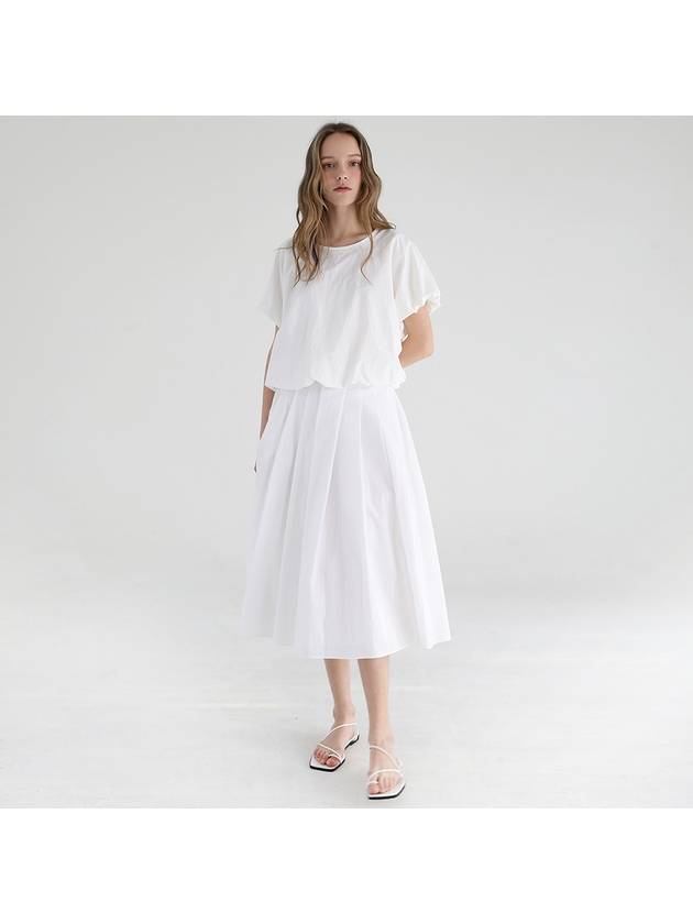 Banded Cotton Pleated Skirt White - STAY WITH ME - BALAAN 3