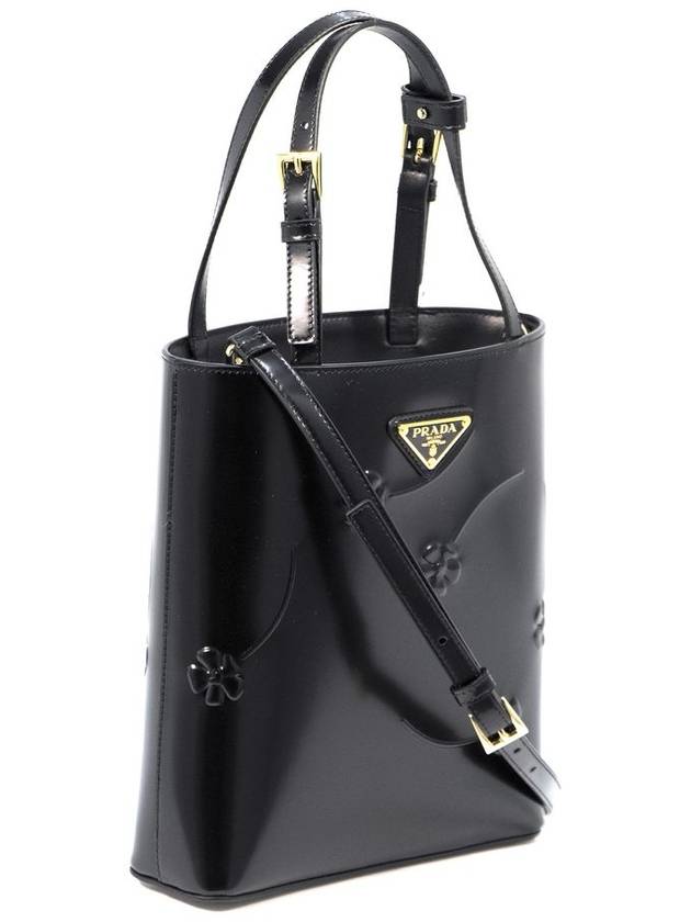 Brushed Leather Tote Bag Nero - PRADA - BALAAN 3