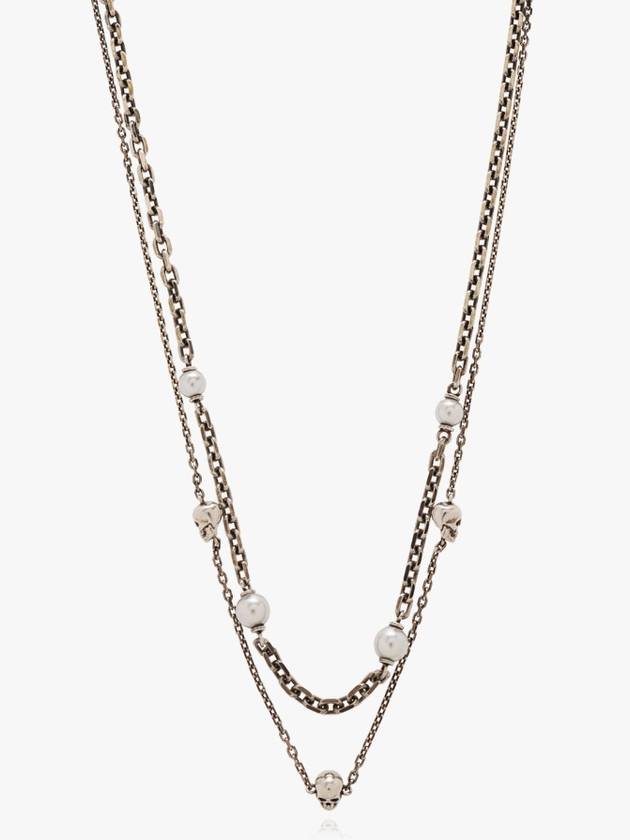 Pearl Skull Chain Necklace Silver - ALEXANDER MCQUEEN - BALAAN 3