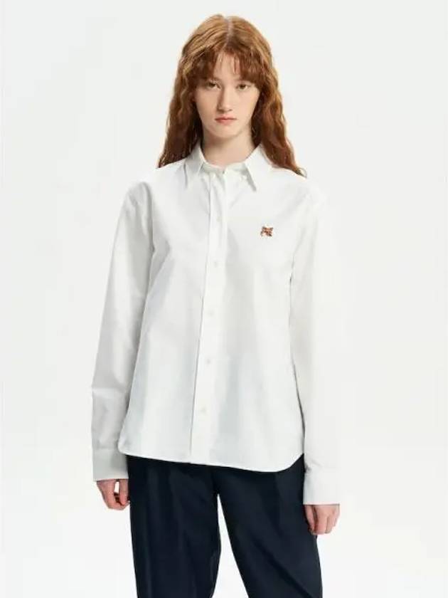 Women s Button Down Classic Shirt Blouse Southern Foxhead Patch Oxford White Domestic Product - MAISON KITSUNE - BALAAN 1