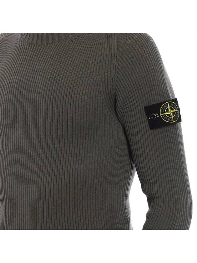 Full Rib Pure Wool Crewneck Knit Top Charcoal - STONE ISLAND - BALAAN 5