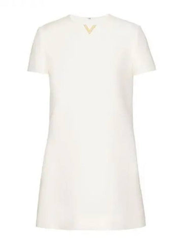 V logo wool silk mini dress - VALENTINO - BALAAN 1