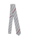 silk striped jacquard tie gray - THOM BROWNE - BALAAN.