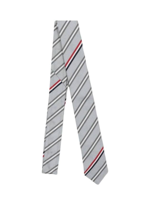 silk striped jacquard tie gray - THOM BROWNE - BALAAN.