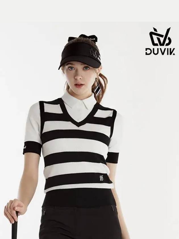 V-neck Striped Knit Vest DE2WSV241DG - DUVIK - BALAAN 5