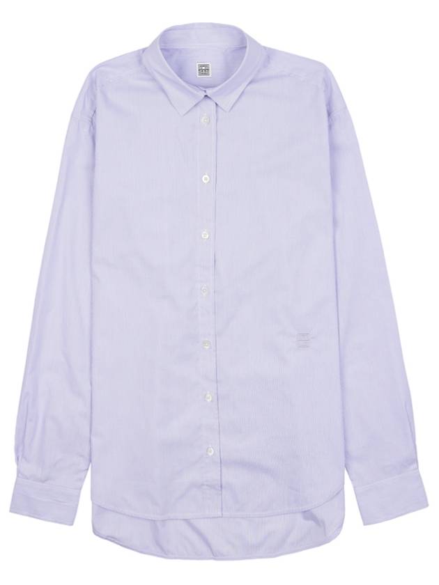 Striped Cotton Lyocell Long Sleeve Shirt Lilac - TOTEME - BALAAN 10