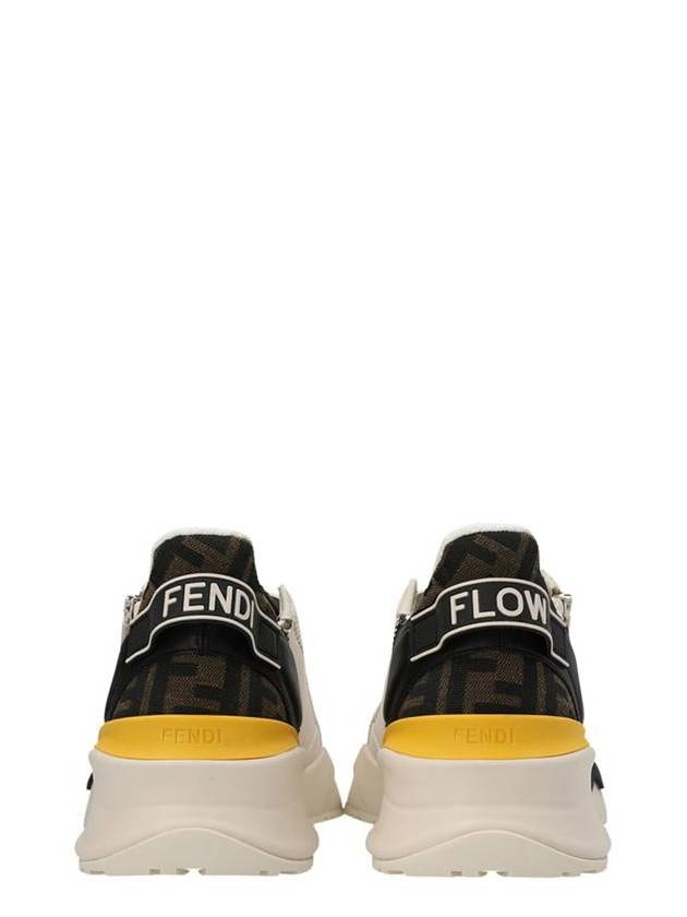 Flow FF Jacquard Leather Running Low Top Sneakers White - FENDI - BALAAN 3