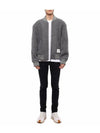 Fleece Stripe Wool Bomber Jacket Light Grey - THOM BROWNE - BALAAN 4