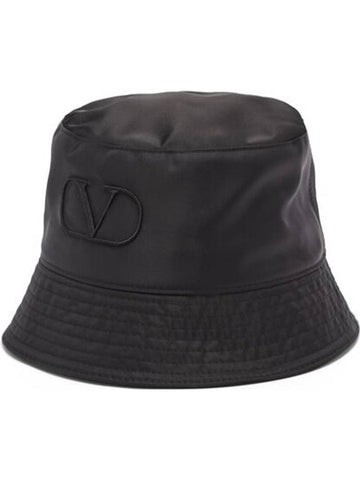 V Logo Signature Bucket Hat Black - VALENTINO - BALAAN 1