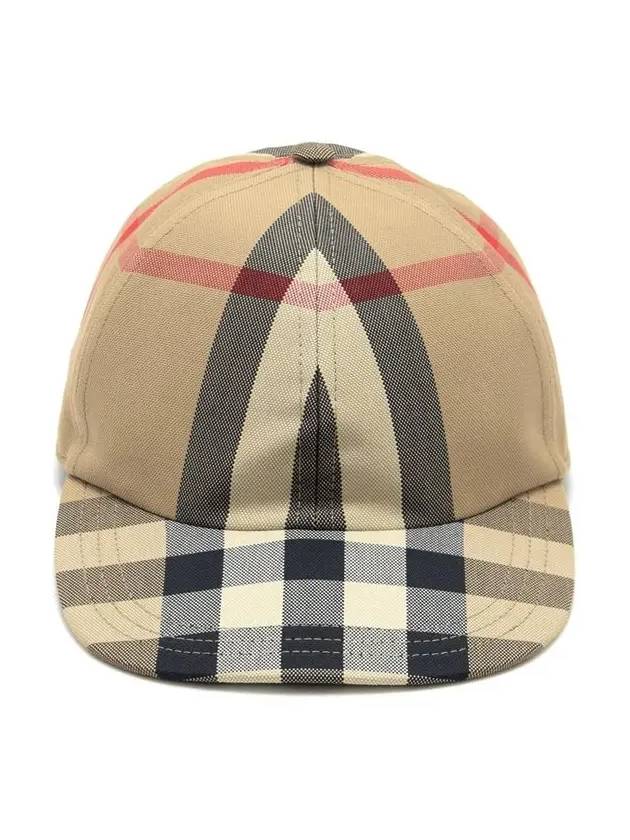 Embroidered Logo Check Cotton Ball Cap Beige - BURBERRY - BALAAN.