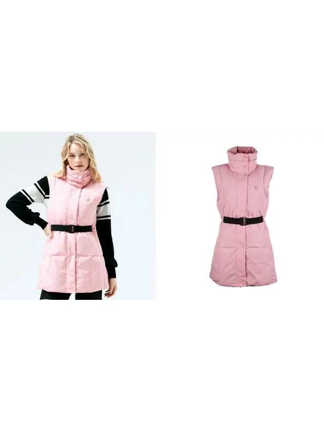 Golf belted goose down long padded vest pink - HENRY STUART - BALAAN 2