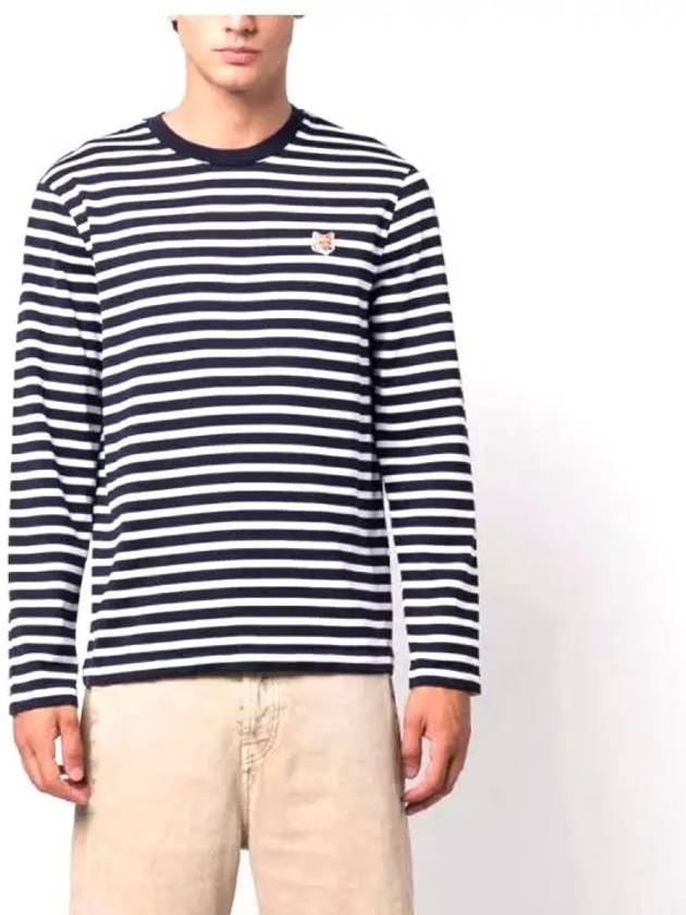 Fox Head Patch Regular Marin Long Sleeve T Shirt Navy Stripes - MAISON KITSUNE - BALAAN 7