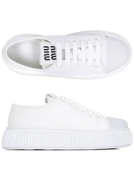 Denim Trainer Low Top Sneakers White - MIU MIU - BALAAN 2