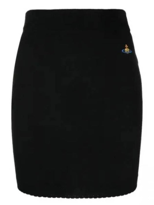 Bea Logo Knit Mini H-Line Skirt Black - VIVIENNE WESTWOOD - BALAAN 2