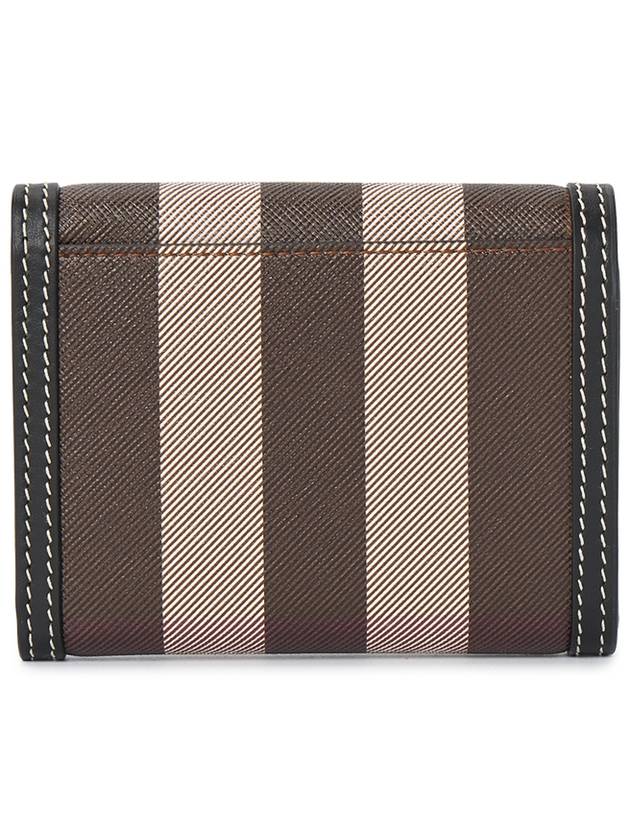 Check Print Leather Half Wallet Brown - BURBERRY - BALAAN 3