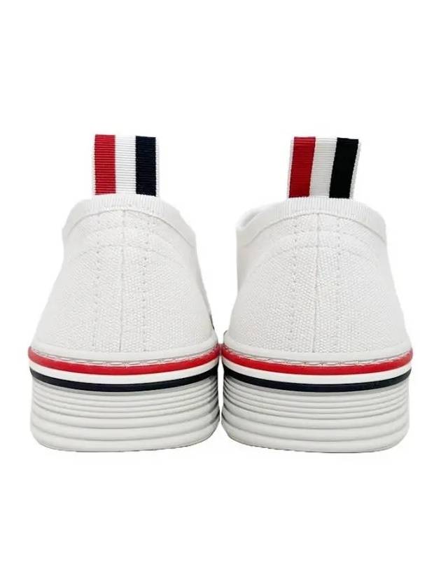 Striped Trim Lace-up Low Top Sneakers White - THOM BROWNE - BALAAN 5