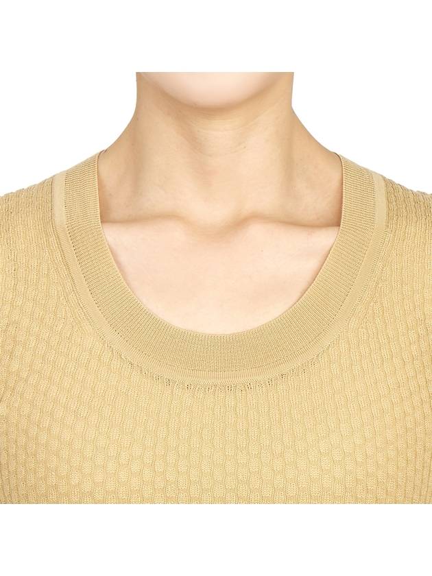 Women's Wool Short Sleeved Knit Top Beige - THEORY - BALAAN 7