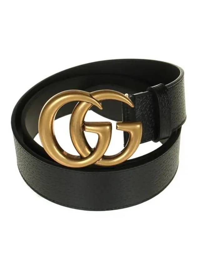 GG Marmont Double G Buckle Wide Leather Belt Black - GUCCI - BALAAN 5