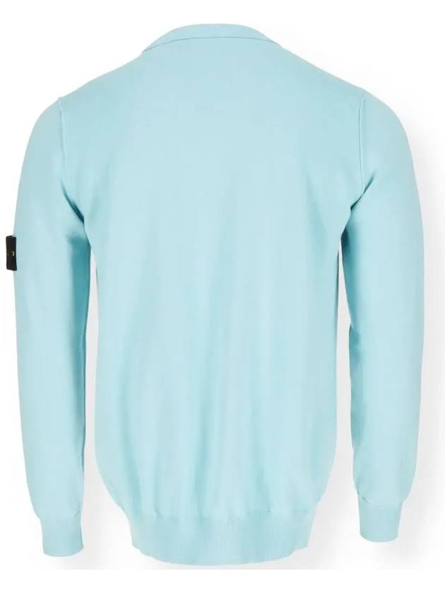 Wappen Patch Crew Neck Soft Cotton Knit Top Pastel Blue - STONE ISLAND - BALAAN 4