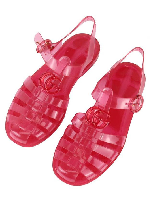 Women's Double G Transparent Rubber Sandals Pink - GUCCI - BALAAN 2