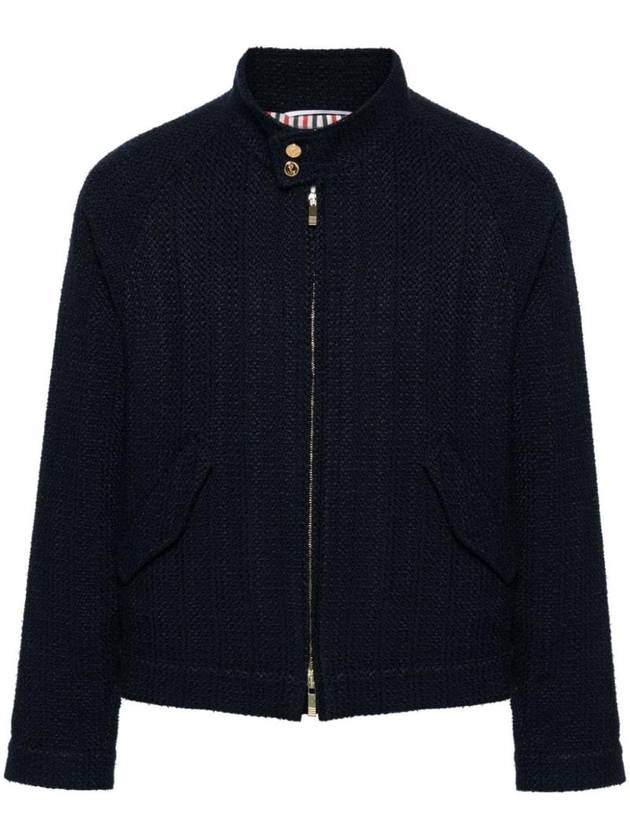 RWB Striped Tweed Zip-Up Jacket Navy - THOM BROWNE - BALAAN 1