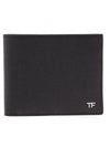 TF logo leather halfwallet black silver plate - TOM FORD - BALAAN.