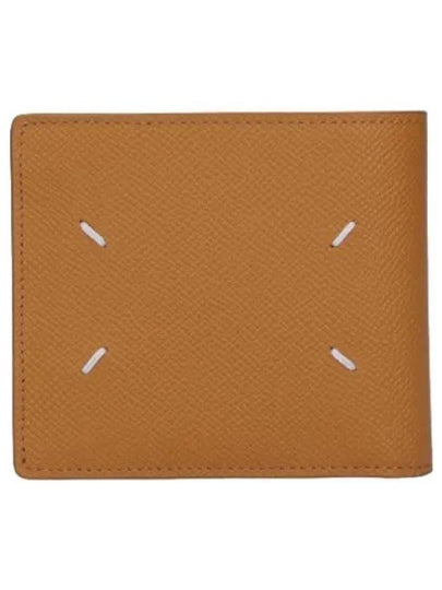 Stitched Bifold Leather Half Wallet Mustard - MAISON MARGIELA - BALAAN 2