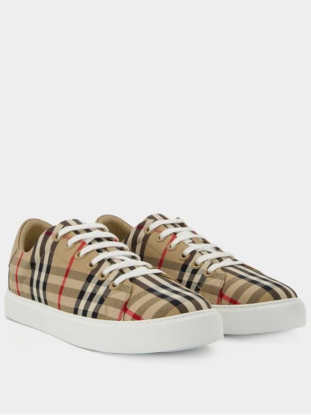 Vintage Check and Leather Sneakers Archive Beige - BURBERRY - BALAAN 3