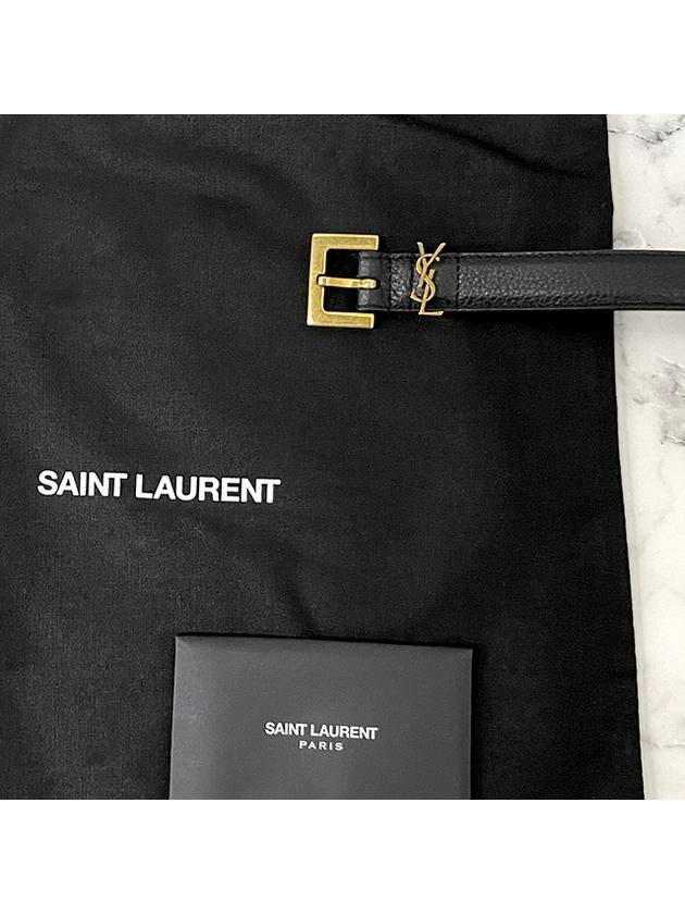 Monogram Buckle Grain Leather Belt Black - SAINT LAURENT - BALAAN 3