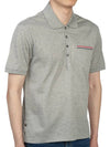 Men's Three Stripes Pocket Mercerized Short Sleeve Polo Shirt Light Grey - THOM BROWNE - BALAAN 4