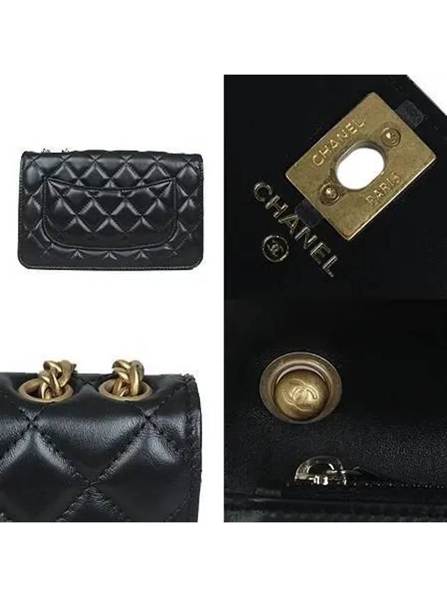 AP3043 COCO Gold Plated Black Lambskin WOC Medal Chain Cross Bag 2 - CHANEL - BALAAN 4