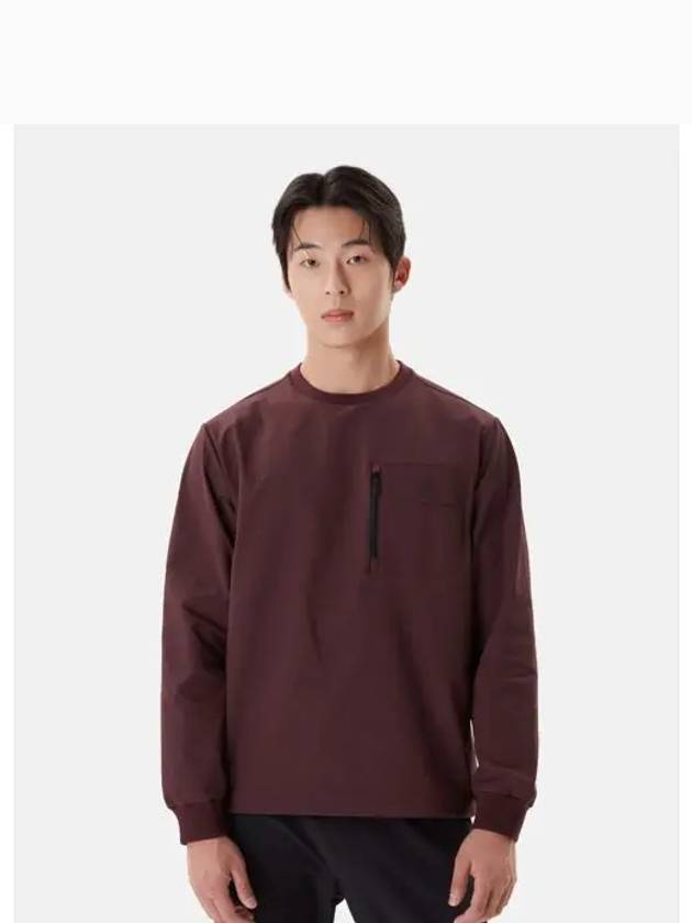 Dualis Ripstop Brush Woven Sweatshirt Burgundy SP421DWHO2 - DESCENTE - BALAAN 1