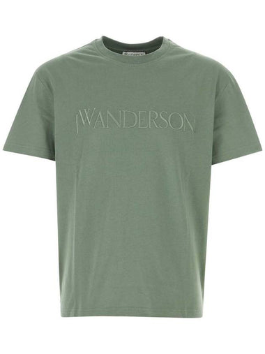 Embroidered Logo Cotton Short Sleeve T-Shirt Green - JW ANDERSON - BALAAN 1