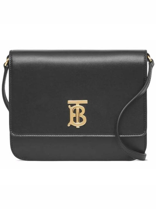 TB Logo Leather Flat Mini Cross Bag Black - BURBERRY - BALAAN 2