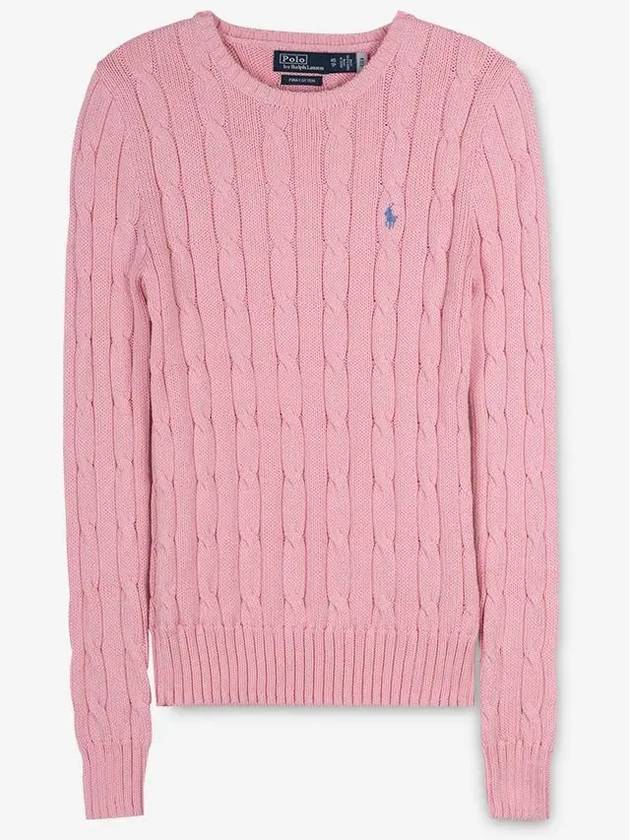 Embroidered Logo Pony Cable Knit Top Pink - POLO RALPH LAUREN - BALAAN 3