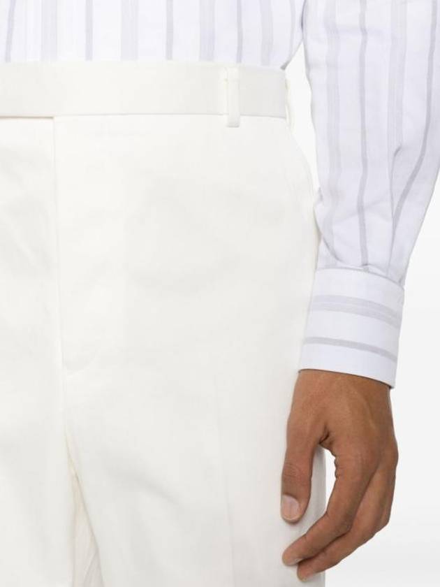 Low Rise Cotton Straight Pants White - THOM BROWNE - BALAAN 5