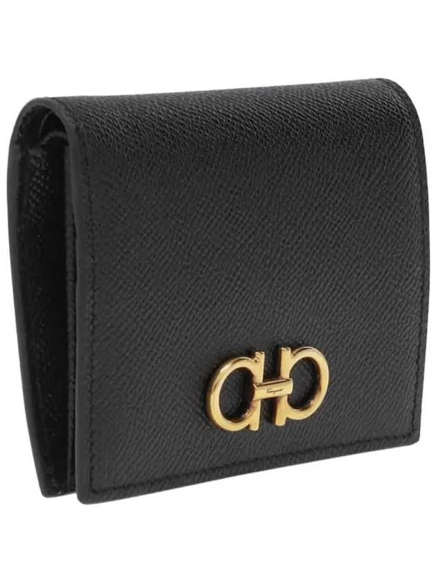 Gancini Compact Half Wallet Black - SALVATORE FERRAGAMO - BALAAN 4