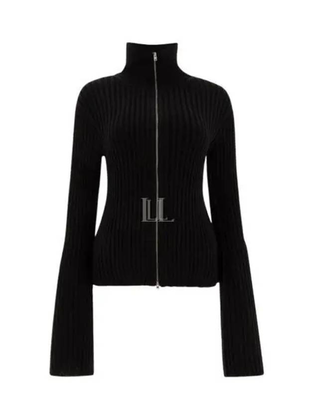 Ribbed Zip-Up Cardigan Black - ACNE STUDIOS - BALAAN 2