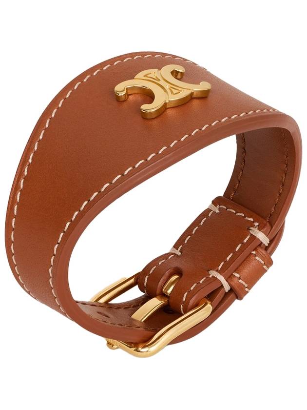 Les Cuirs Triomphe Calfskin Bracelet Tan - CELINE - BALAAN 3