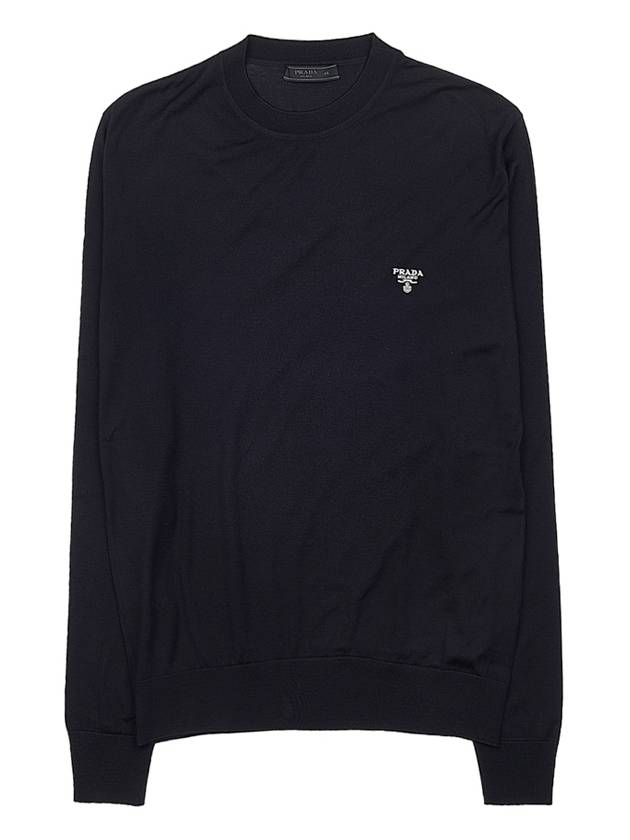 Superfine Crew neck Wool Knitted Sweater Black - PRADA - BALAAN 2