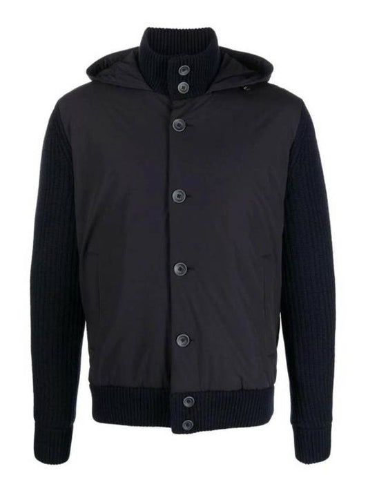 Resort Hooded Knit Jacket Navy - HERNO - BALAAN 1