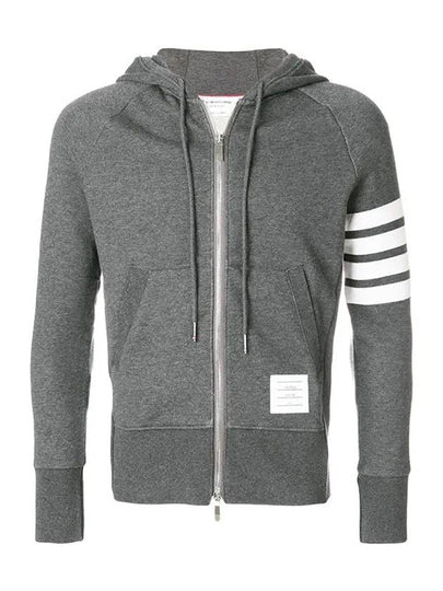 Engineered 4 Bar Diagonal Zip Up Hoodie Dark Grey - THOM BROWNE - BALAAN 2